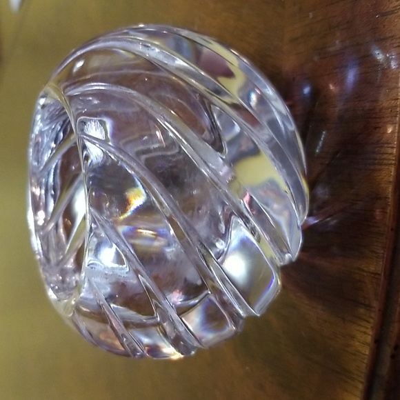 GORHAM FULL LEAD GLASS VINTAGE VOTIVE HOLDER W ETCHED RIDGE SWIRL GORGEOUS - Picture 3 of 3